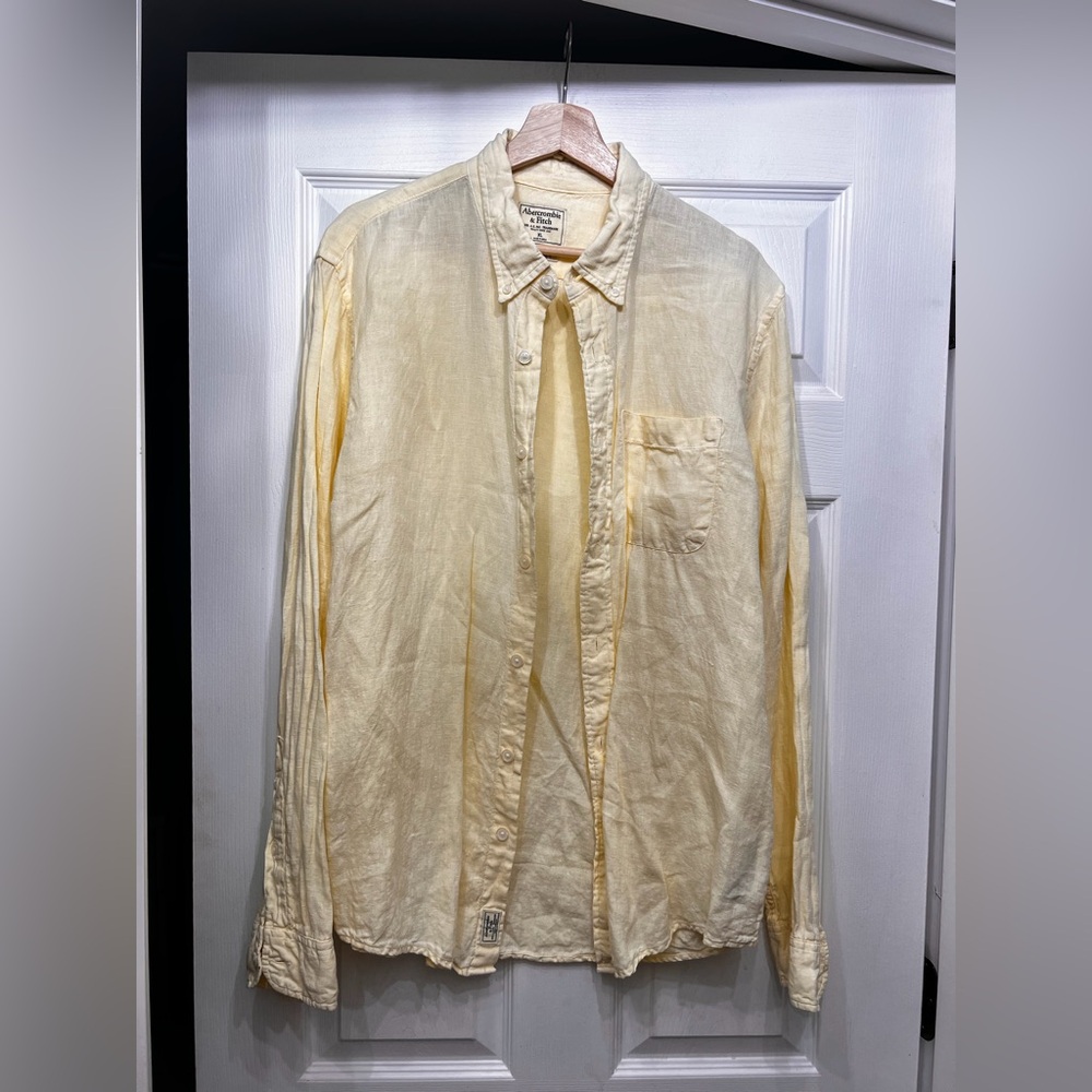 Abercrombie & Fitch Light Yellow linen Shirt